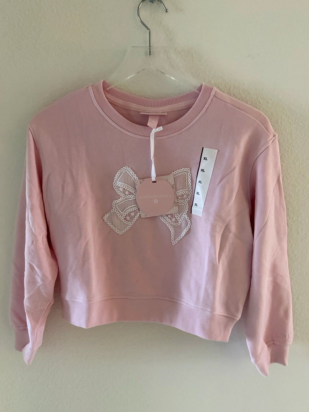 Girls' Ella French Terry Bow Applique Sweatshirt - LoveShackFancy x Target Pink